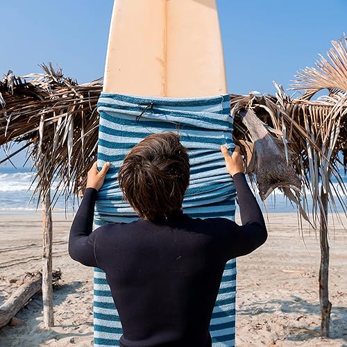 Miniatura 3 de PAMGEA Surf Squared Surfboard Sock Cover - Bolsa protectora ligera y elástica - Elige tamaños 5'8, 6'0, 6'4, 6'8, 6'10, 7'6, 8'2, 9'0, 9'6, 10'6,