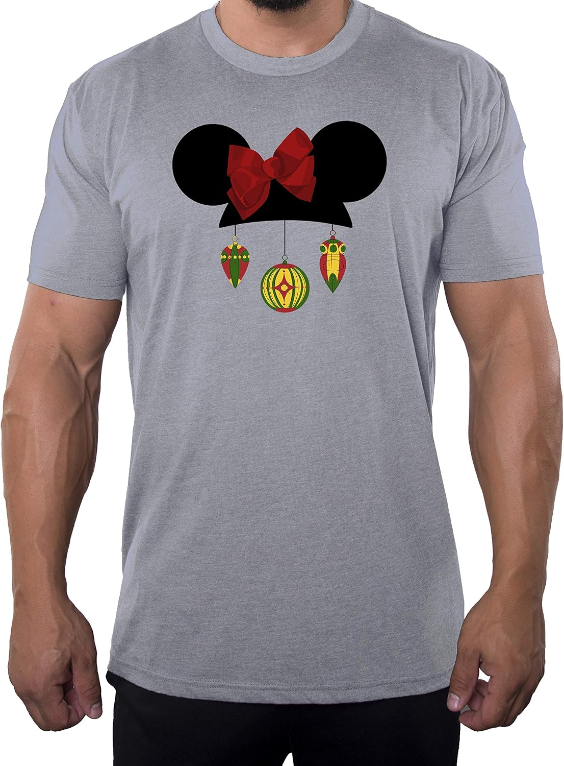 Mouse Head Ornaments & Bow Man's Shirts, Ornaments Man's Christmas Shirts!