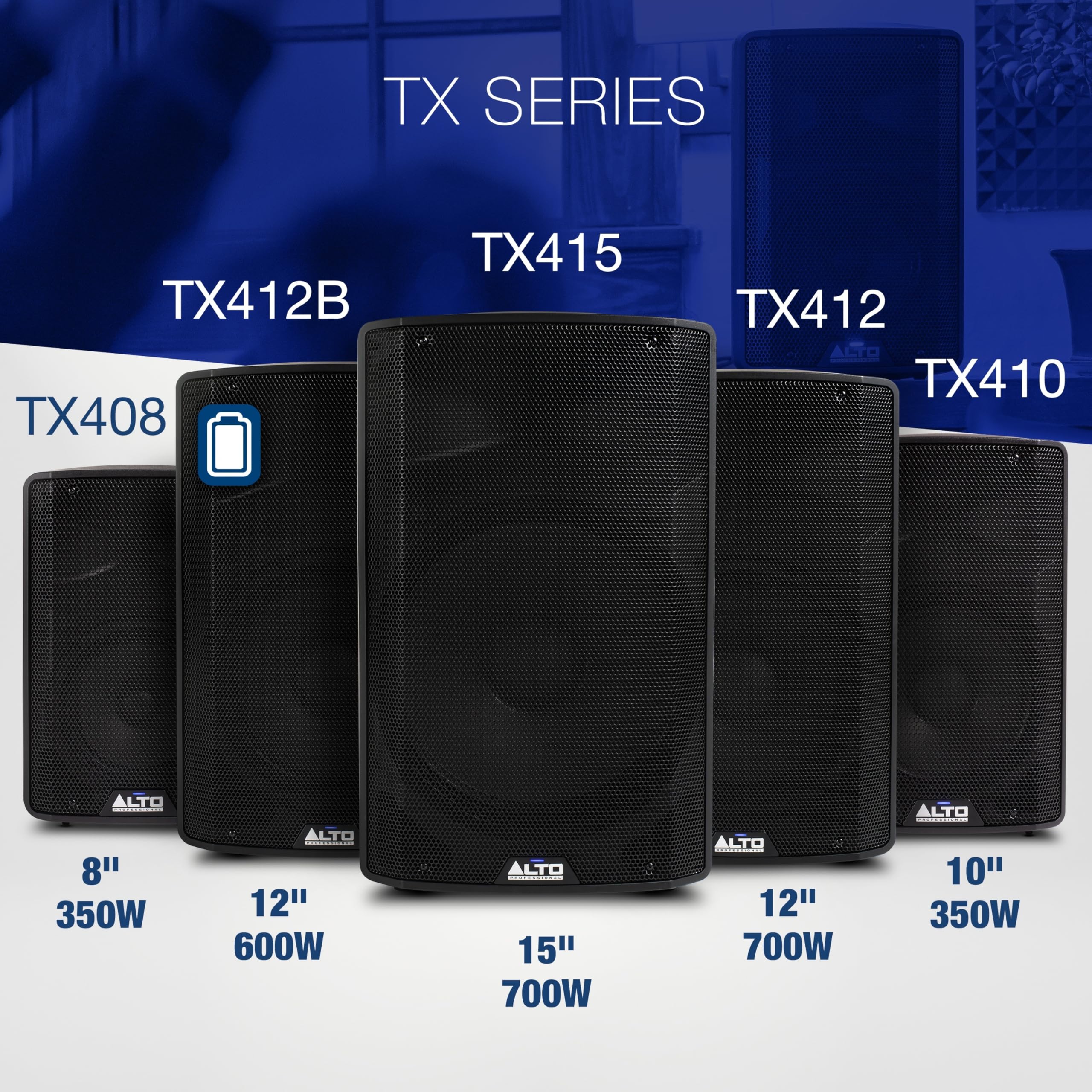 ALTO TX410 - Głośnik aktywny | TWS Bluetooth, 2‑Kanałowy Mikser, Tryb Monitora, Dla Zespołów, DJ, Prób i Obiektów