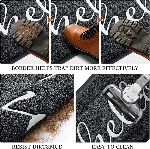 Miniatura 6 de BeneathYourFeet-Alfombra de puerta (36 pulgadas x 24 pulgadas, color negro), alfombra de bienvenida duradera de bajo relieve, Alfombra de la puerta