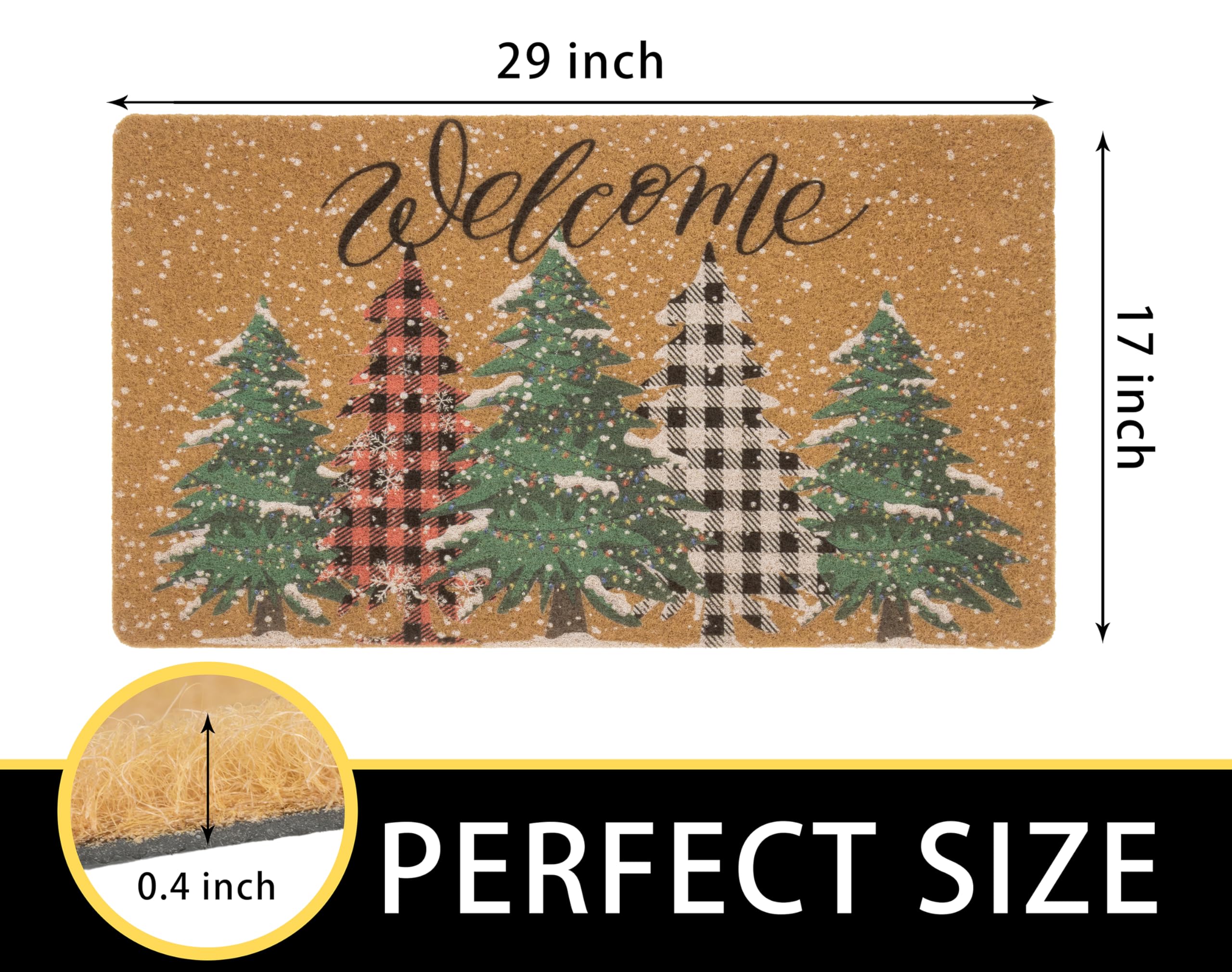 Zerbino di benvenuto natalizio per ingresso esterno – porta anteriore antiscivolo pini zerbino decorativo invernale 43,2 x 73,7 cm