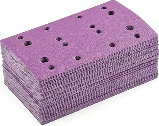 SANJAIN 120 Grit 3"x5" Sanding Sheets for Festool RTS 400 & Mirka Deos 353 - 50 Pack Hook & Loop White Fused Alumina for Wood Sanding