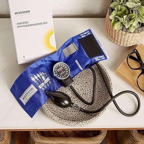 Miniatura 8 de McKesson Esfigmomanómetro aneroide – Monitor manual de presión arterial con estuche de transporte, puño 7.5-10.6 in, azul real, 1 unidad