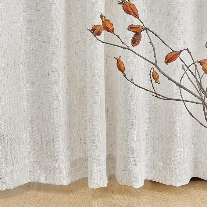 Cortinas de Lino MYSKY HOME 84 pulgadas 2 Paneles Natural miniatura 5