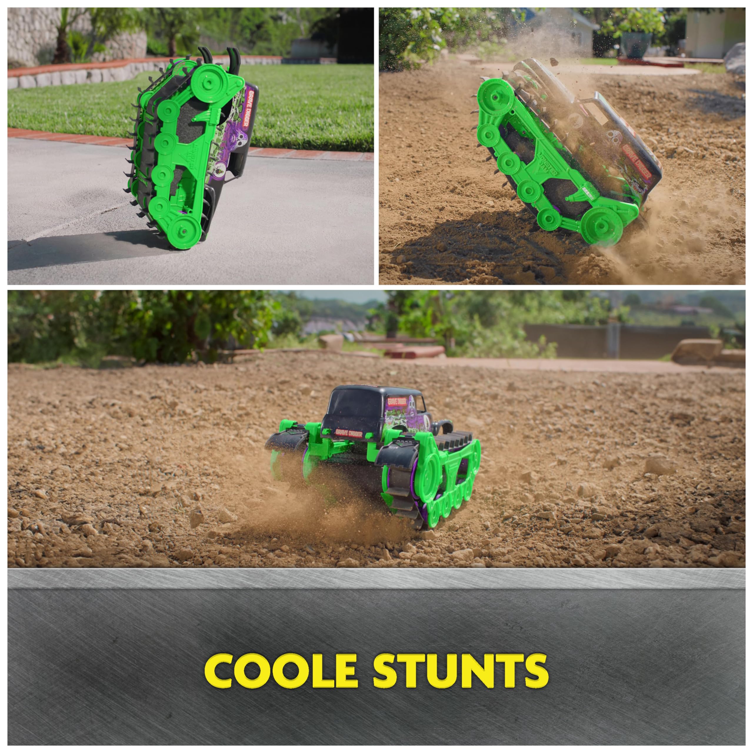 Monster Jam, Grave Digger Trax - RC Monster Truck Kettenfahrzeug Maßstab 1:15, All-Terrain-geländegängig an Land und im Wasser - für Jungen und Mädchen ab 4 Jahren