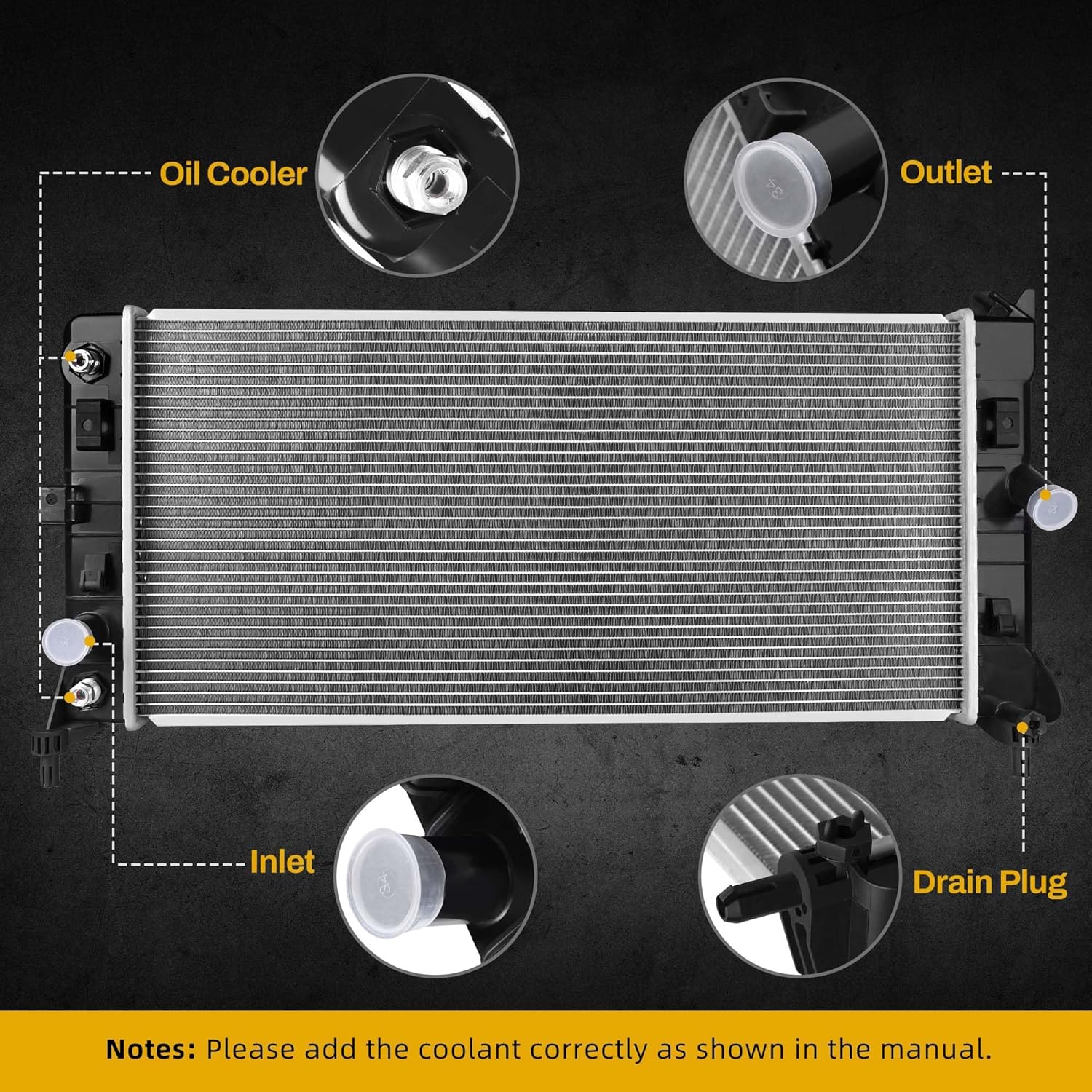 DWVO Radiator Compatible with 2008 2009 Buick Allure LaCrosse 2006-2011 Chevrolet Impala 2006-2007 Monte Carlo 2005-2008 Pontiac Grand Prix AT, Aluminum Core 3.5L 3.9L 5.3L V6 V8