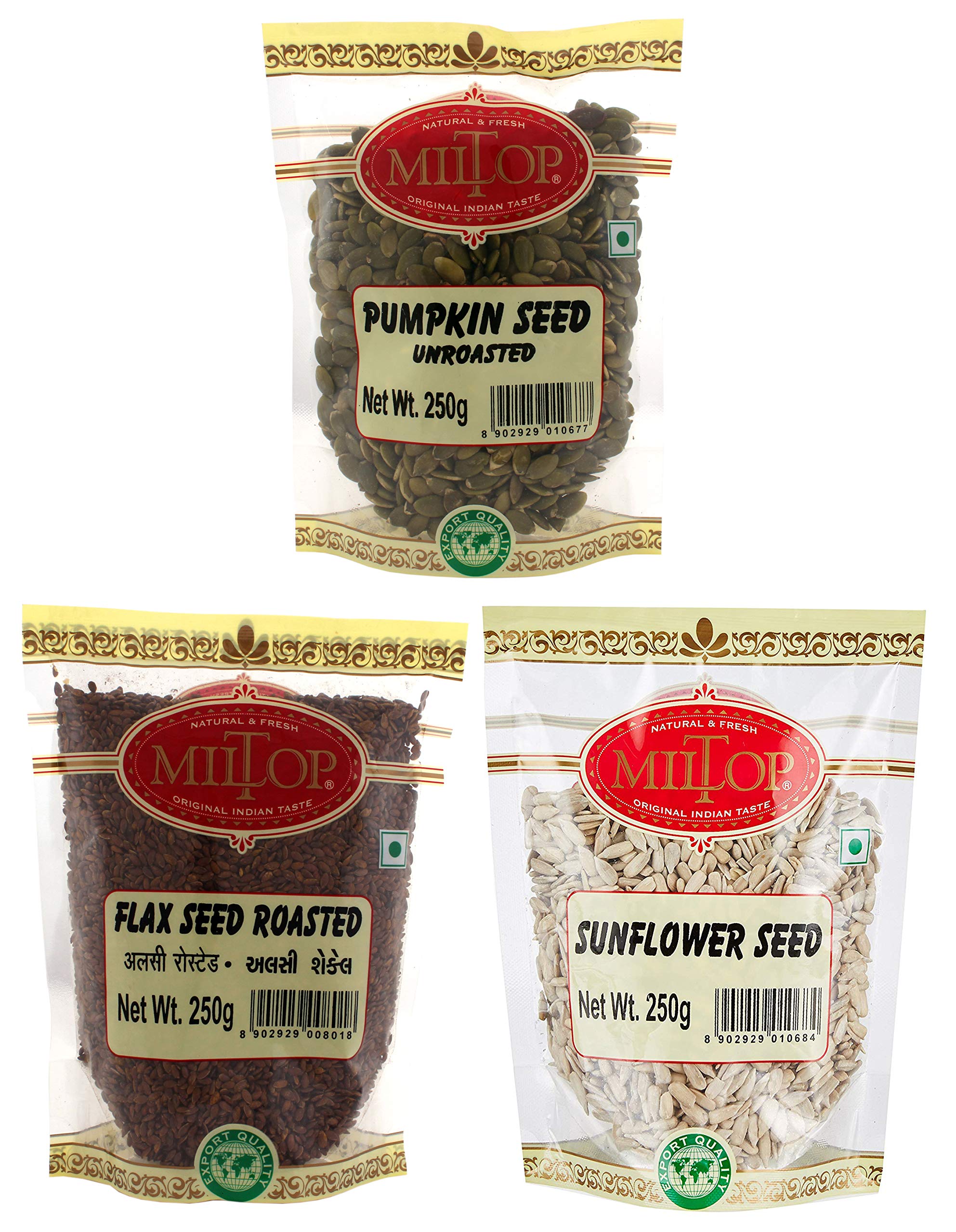 Miltop Super Seeds Combo - Pumpkin Seed (250gm), Sunflower Seed (250gm) and Flax Alsi Roasted Seed (250gm) (B07Y4Y26H6) Amazon Price History, Amazon Price Tracker