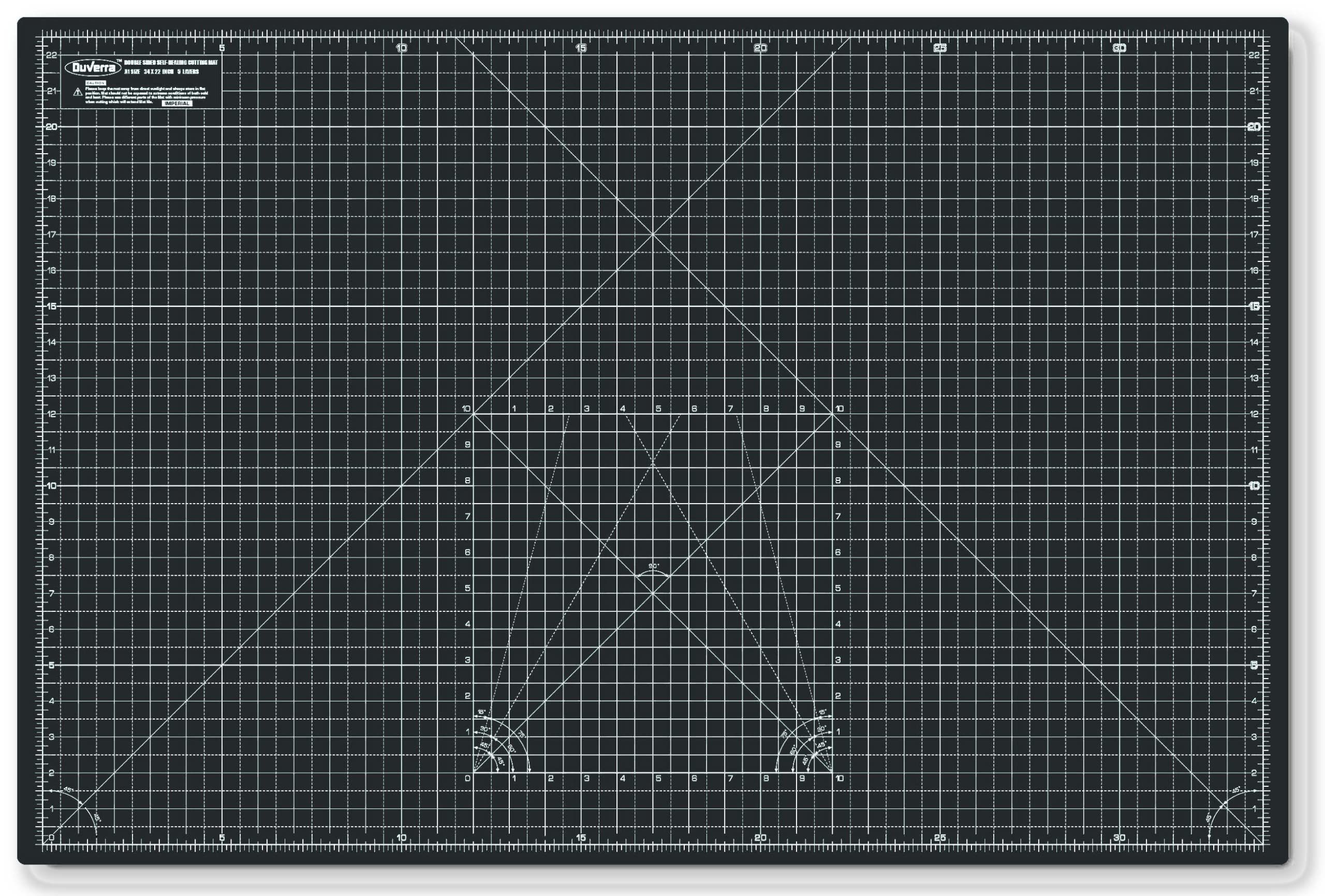 Professional Cutting Mat A2 Self-Healing Double Sided Durable Non-Slip PVC - Imperial - Inchs/Metric - cm/mm – 23 Inch x 17 Inch / 59cm x 49 cm (Black/Grey)