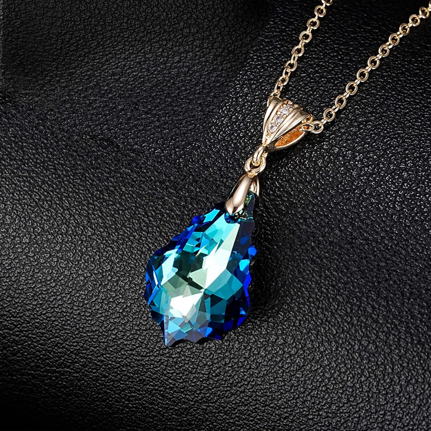 EVEVIC Austrian Crystals Baroque Pendant Necklace for Women 14K Gold Plated Hypoallergenic Jewelry Gift - Image 5