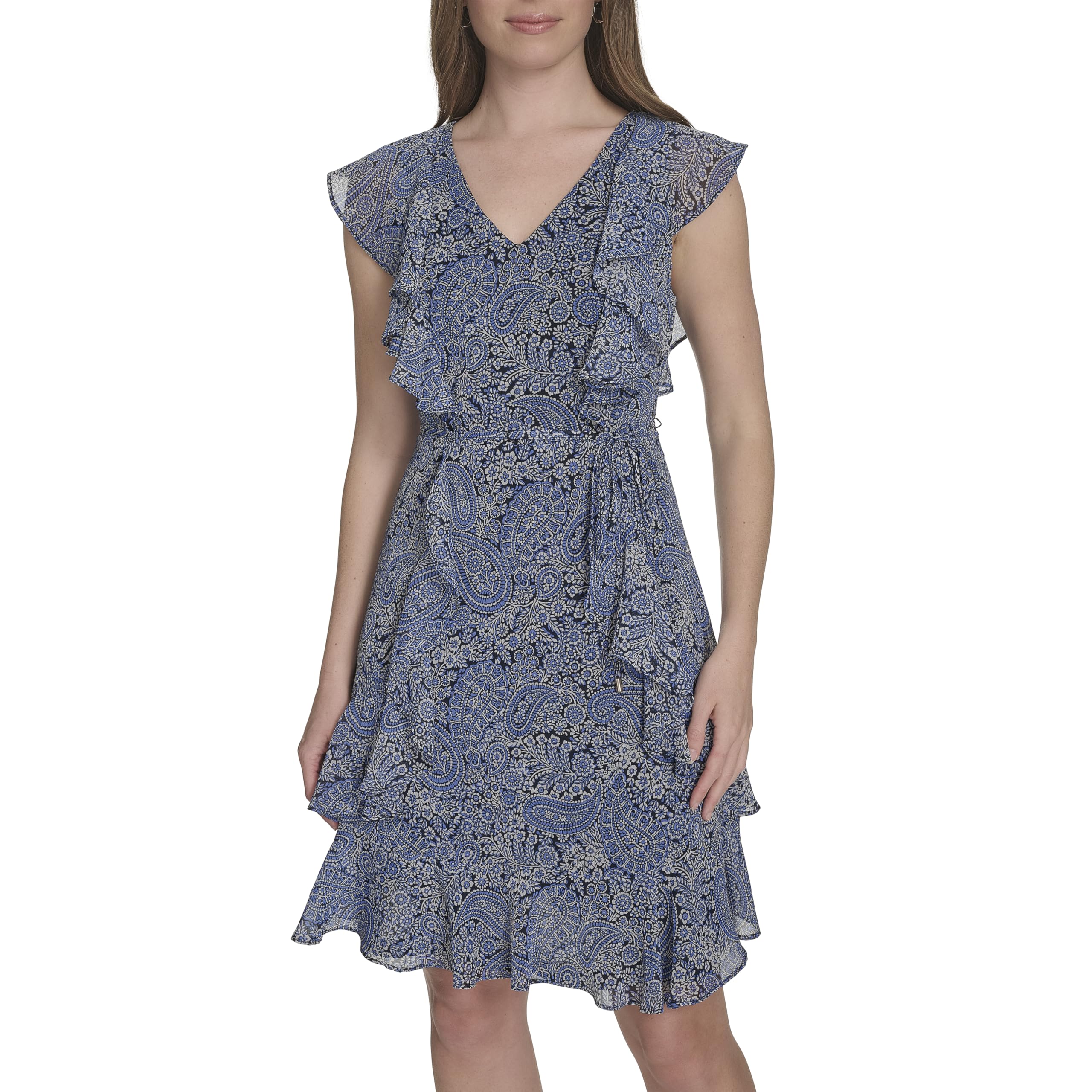 

                                                    Tommy Hilfiger Women's Sleeveless V-Neck Ruffle Tr