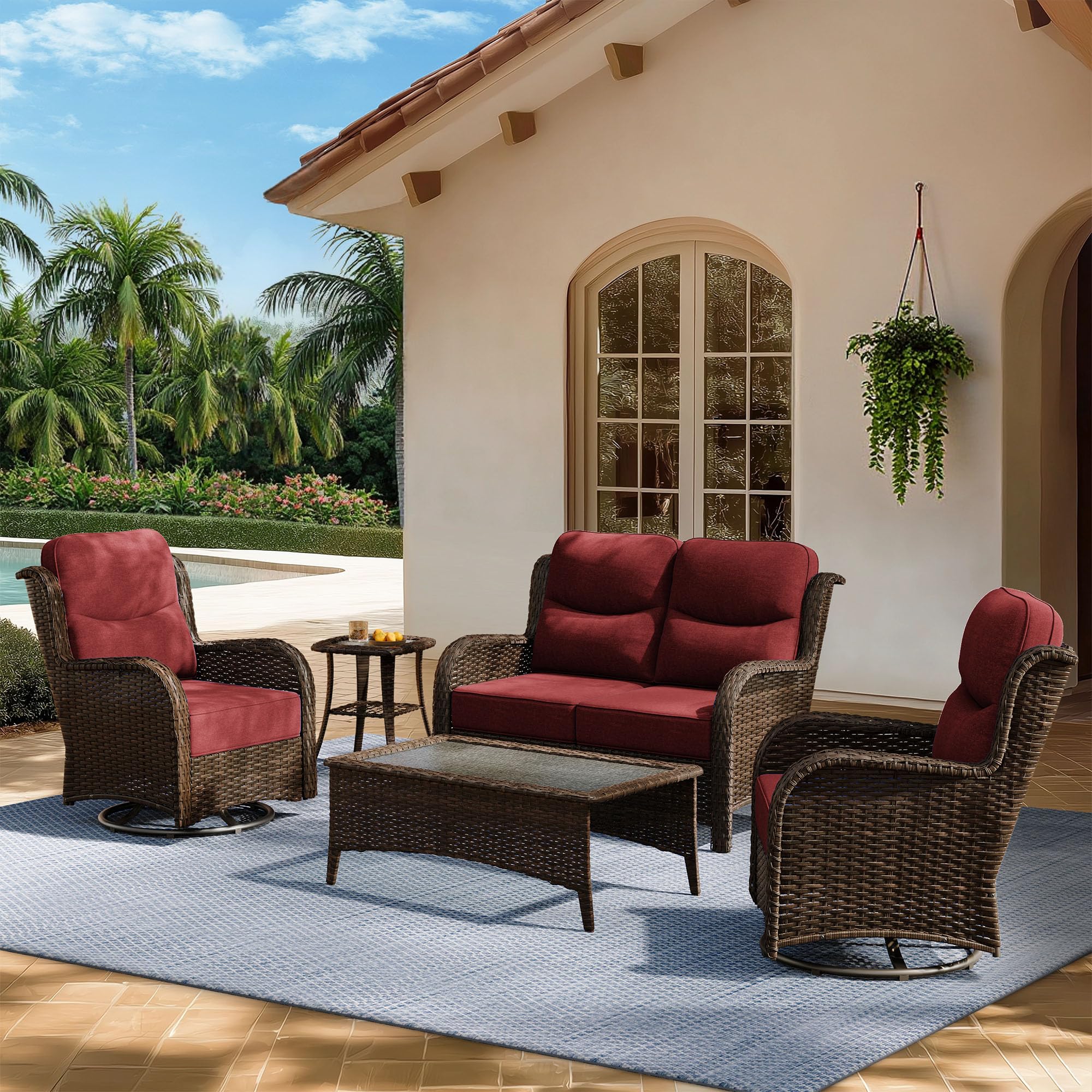 HILLGA Luxury Outdoor Patio Furniture Set with 6-Inch Thick Cushions