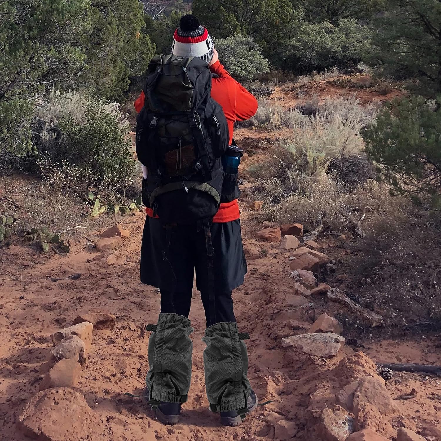 Outdoor Hiking Gaiters Waterproof Anti-Snow Leg Sleeves Black Sandproof Shoe Covers for Climbing and Trail Walking
