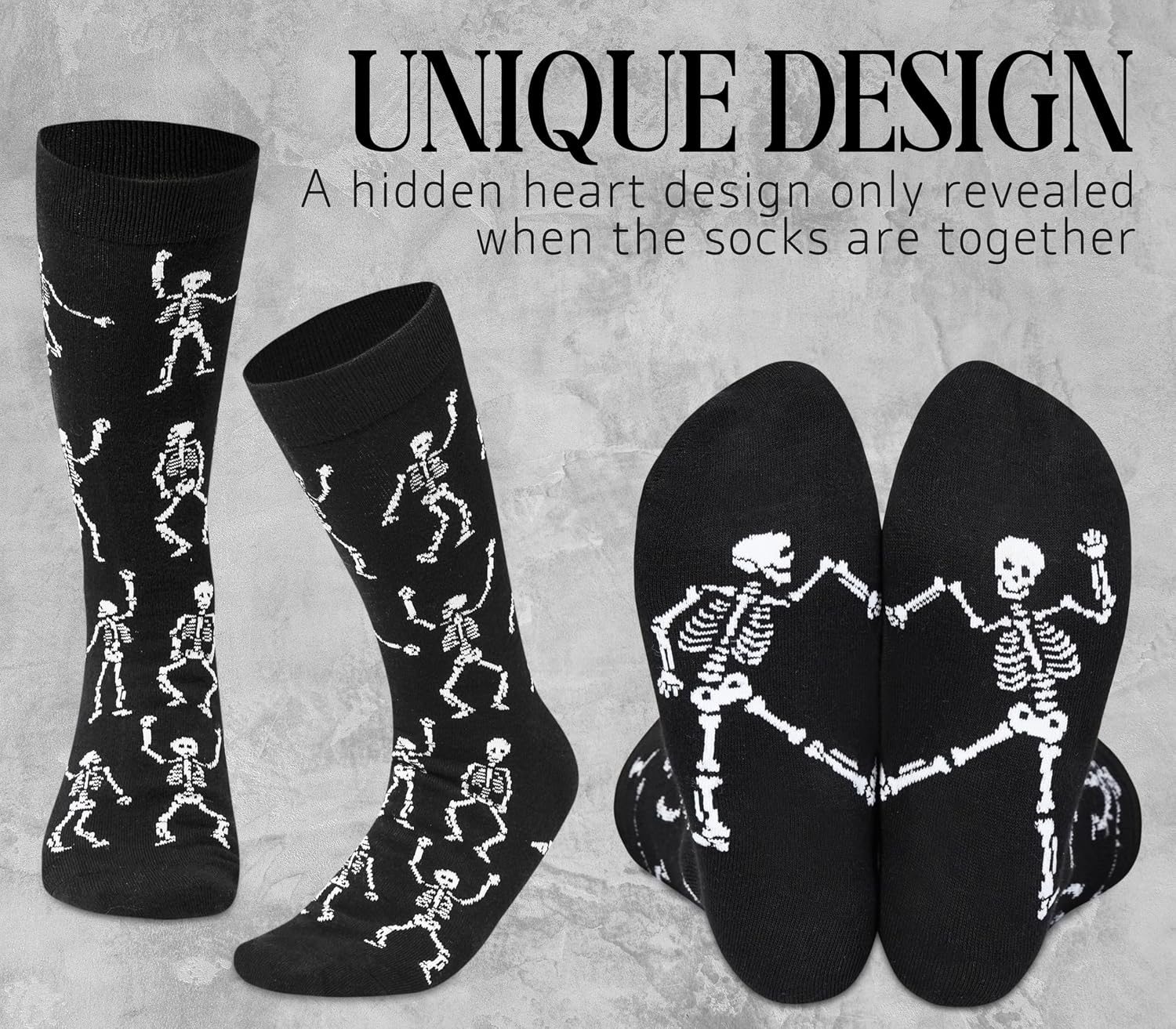 InnoBeta Funny Novelty Halloween Skull Skeleton Socks Goth Gifts for Men Women, One Size