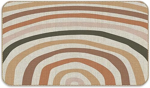 Felpudo de bienvenida con arco iris, bohemio, decorativo, para baño, ducha, bañera, bohemia, para puerta, 17 x 30 pulgadas, absorbente de agua,