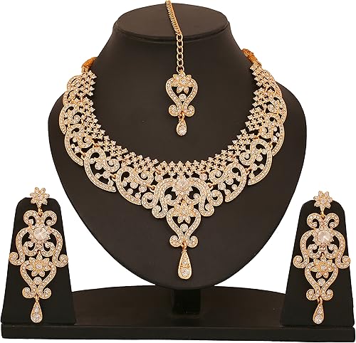Miniatura 9 de Conjunto precioso de collar con look real Indian Bollywood maravillosamente decorado conjunto de collar adornado para mujer