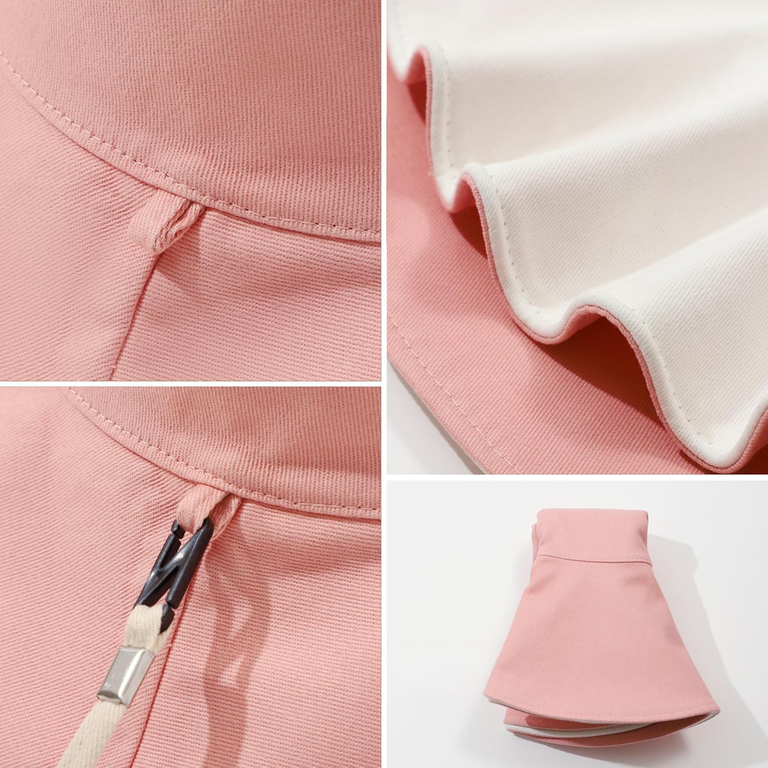 Womens Foldable Shapeable Brim Sun Hat UPF 50+ Cotton Wide Brim Beach Adjustable Chin Strap Hat Sun Protection Cap - Image 7