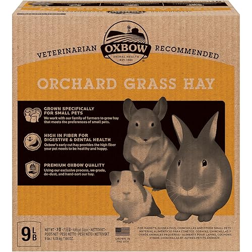 Oxbow Animal Health Orchard Grass Hay - All Natural Grass Hay for Chinchillas, Rabbits, Guinea Pigs, Hamsters & Gerbils - 9 lb.