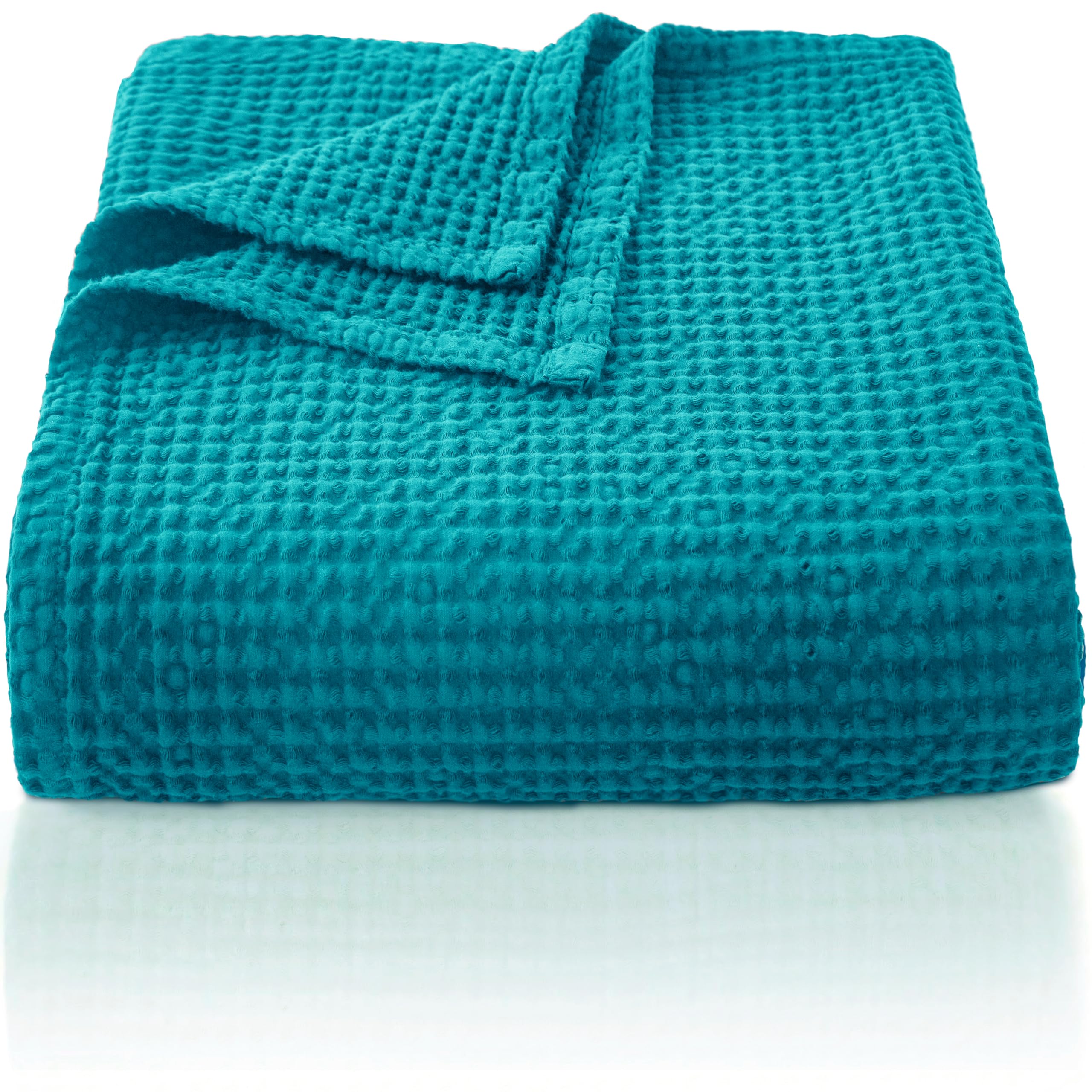 CHUFFED 100% Cotone Coperta 220 x 240 cm, Morbida e Traspirante Trapunta, Motivo a Gabbia Leggera come Coperta per Divano, Morbida e Soffice Coperta per Soggiorno, Divano o Poltrona Marrone Blu