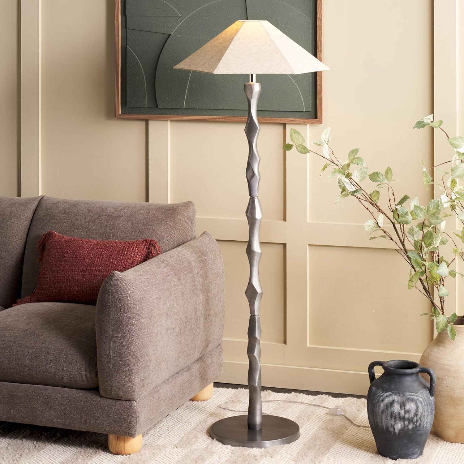 SAFAVIEH Lighting Collection Delphi Contemporary Silver Metal 59-inch Standing Floor Lamp