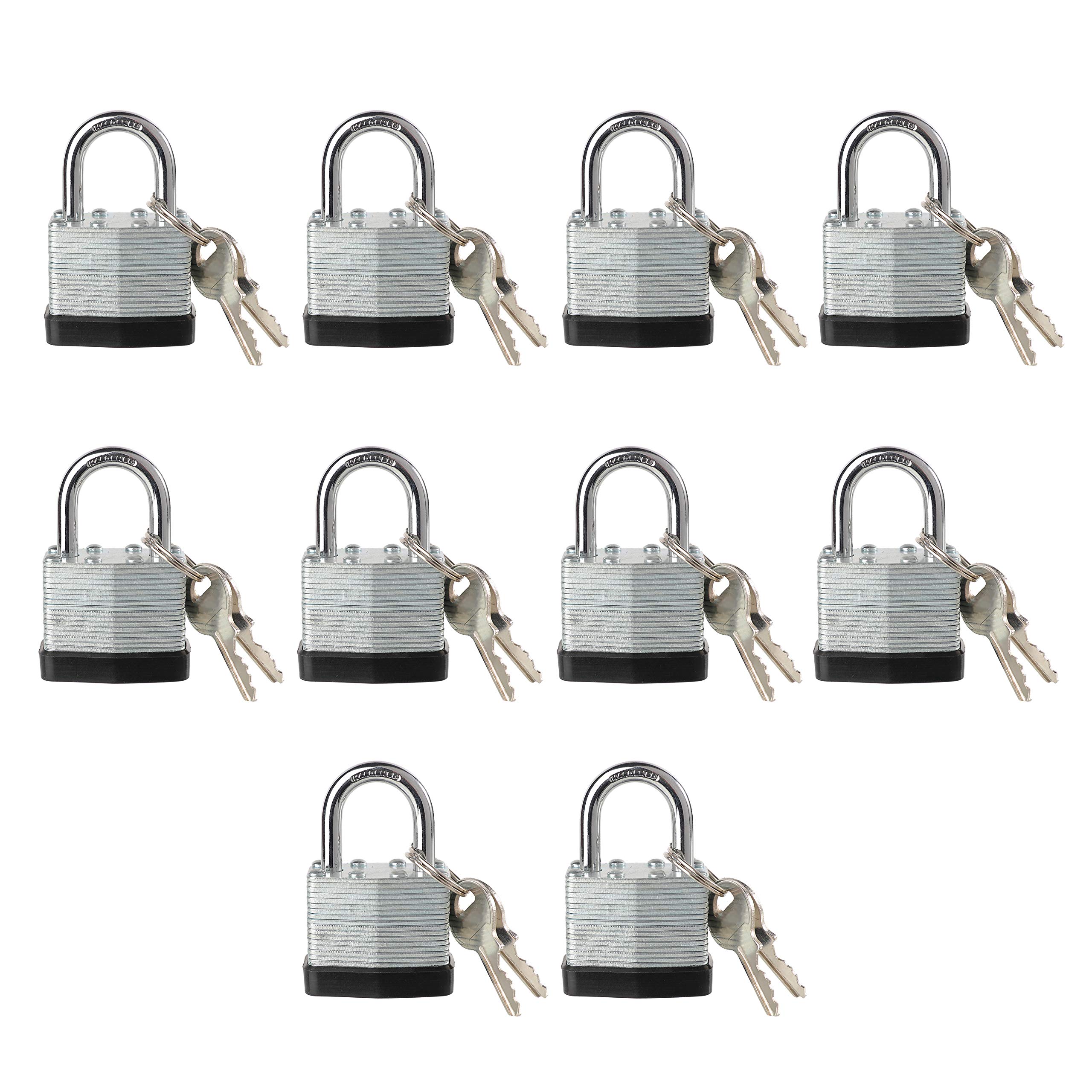 Fu Volante Lock, Laminated Steel Keyed Padlock, Keyed Alike Locks, Normal Shackle Padlock-Pack of 10