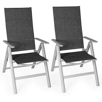 Amazon De Brubaker 6er Set Gartenstuhle Milano Hochlehner Stuhle Klappbar 8 Fach Verstellbare Ruckenlehnen Klappstuhle Aluminium Wetterfest Silbergrau