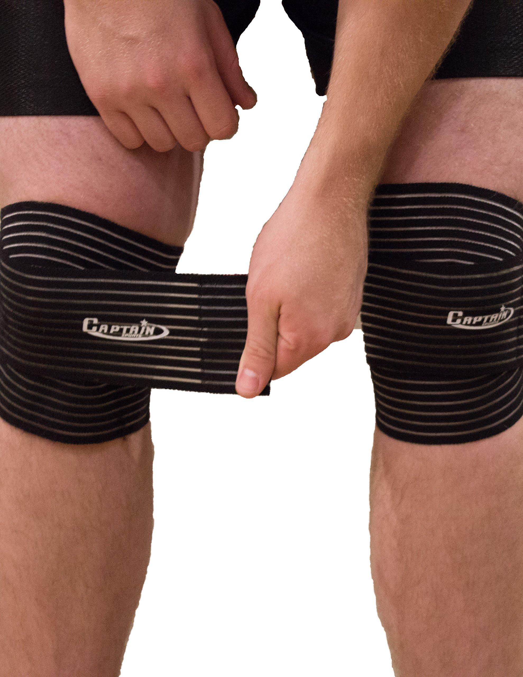 Captain Sports Long Elastic Compression Wraps - Supports Knee, Ankle, Elbow, and Wrist Joints
