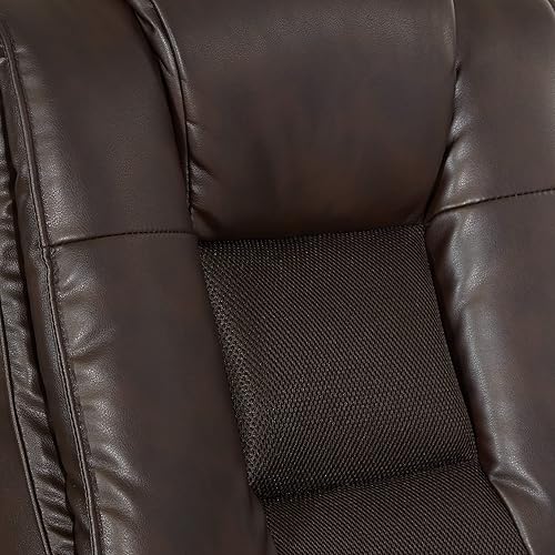 Miniatura 11 de Office Star ECH Series - Silla de oficina ejecutiva de cuero regenerado con soporte lumbar integrado y brazos abatibles acolchados, color espresso