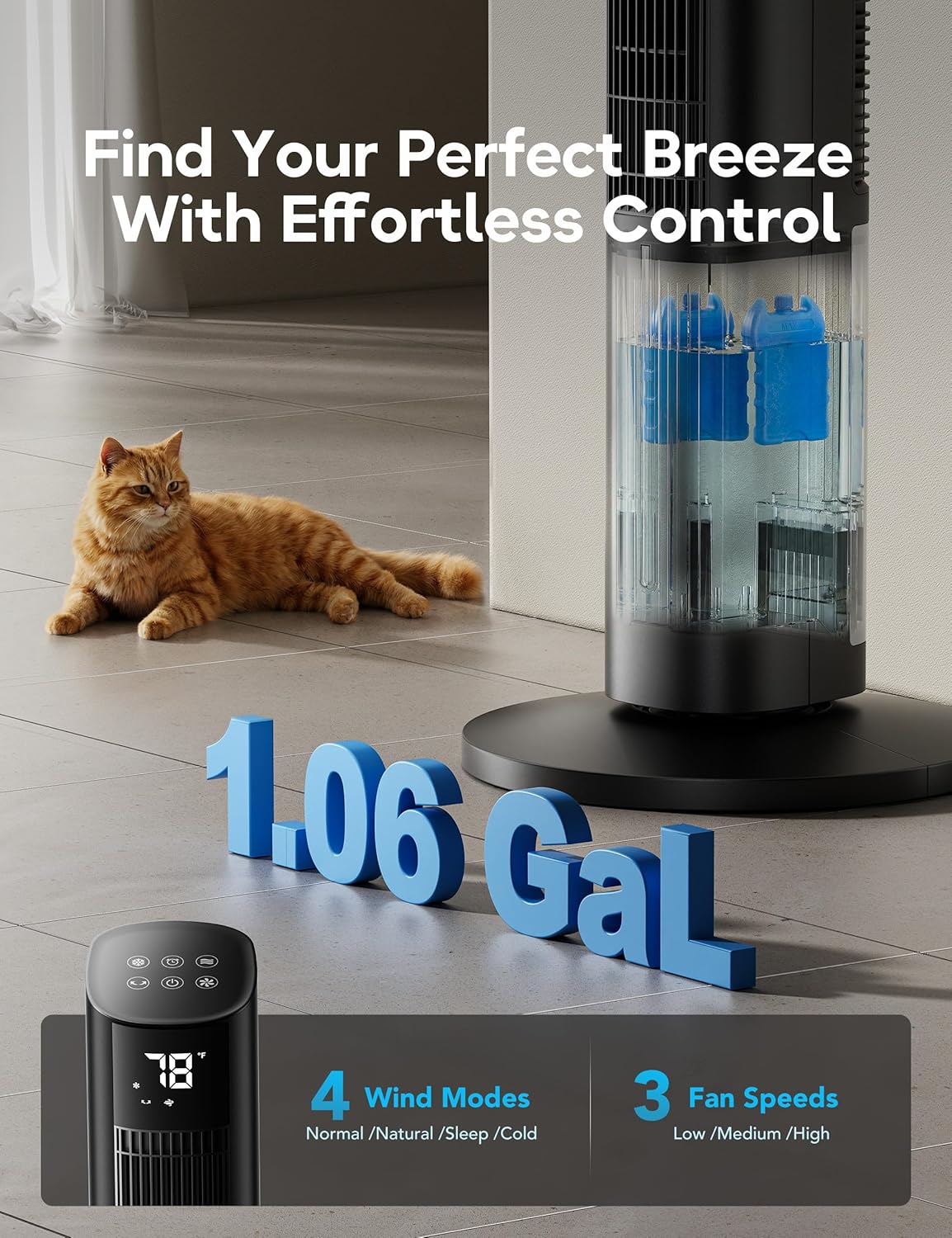 Windowless Portable Air Conditioners, 45" 3-IN-1 Evaporative Cooler for Room No window, 12H Timer & 60° Swing, 1.06Gal Water Tank & 4 Ice Packs, Quiet Portable ac Unit with Remote for Bedroom