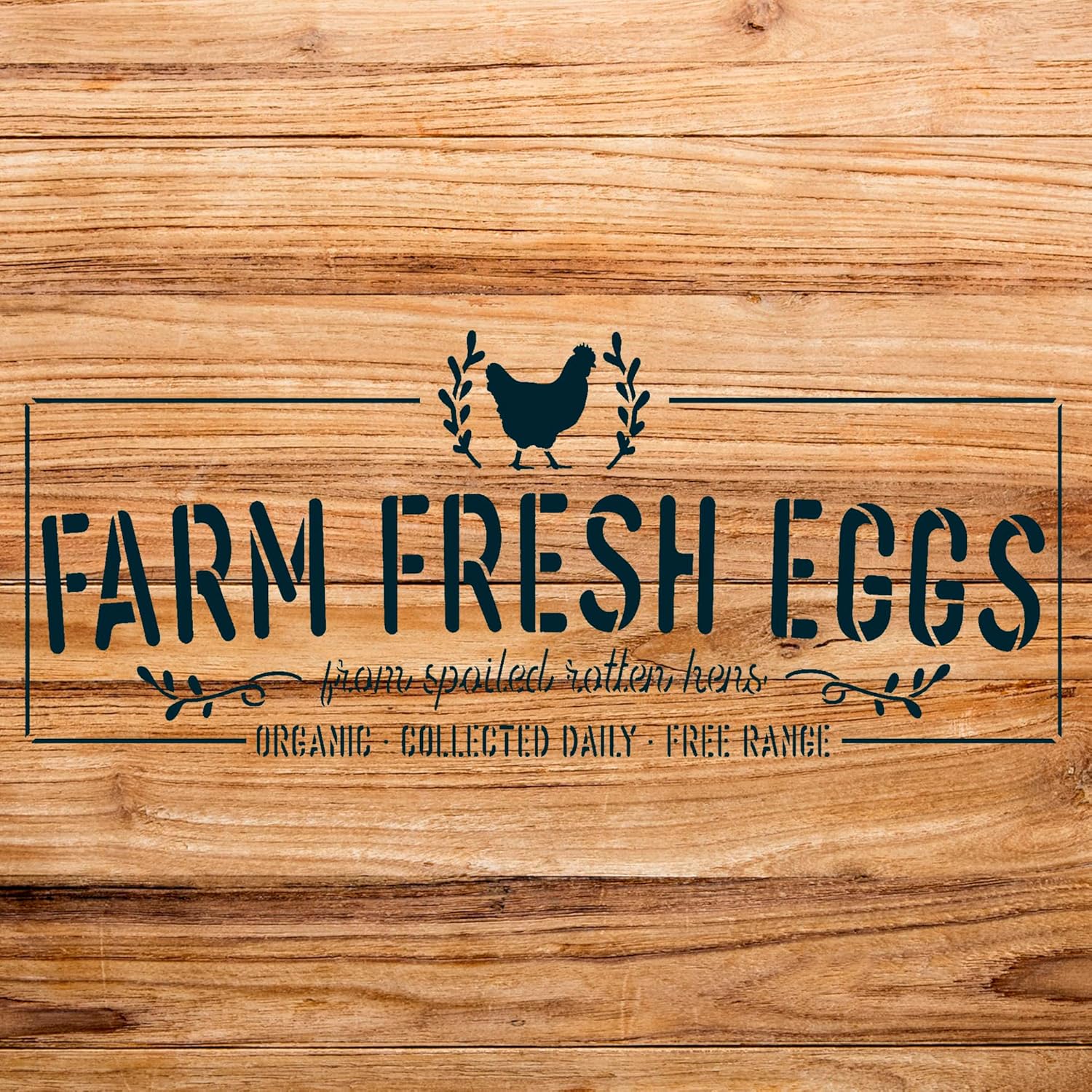 Fresh Eggs Stencil Pattern for Wood and Wall Decor, Reusable Mylar Template, Ideal for Farmhouse Style Crafts and DIY Projects - Size A2 (23.4" x 10.7")