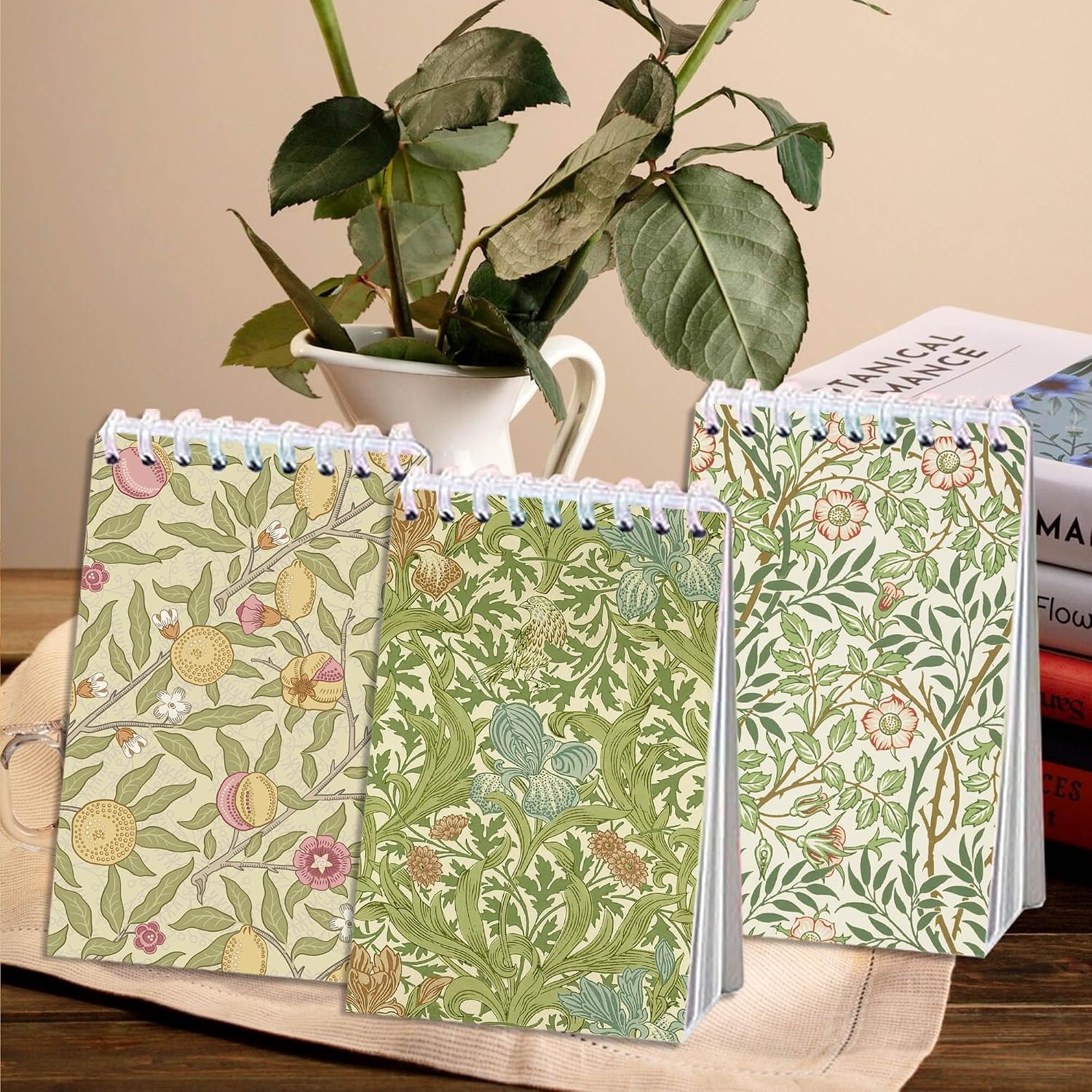 William Morris Floral Pocket Notebooks 24 Pcs 2.36 x 3.94 Inch Mini Spiral Notebook Bulk 8 Vintage Botanical Floral Designs Lined Pages Small Notepad for Kids School Office Supplies Gifts image 3