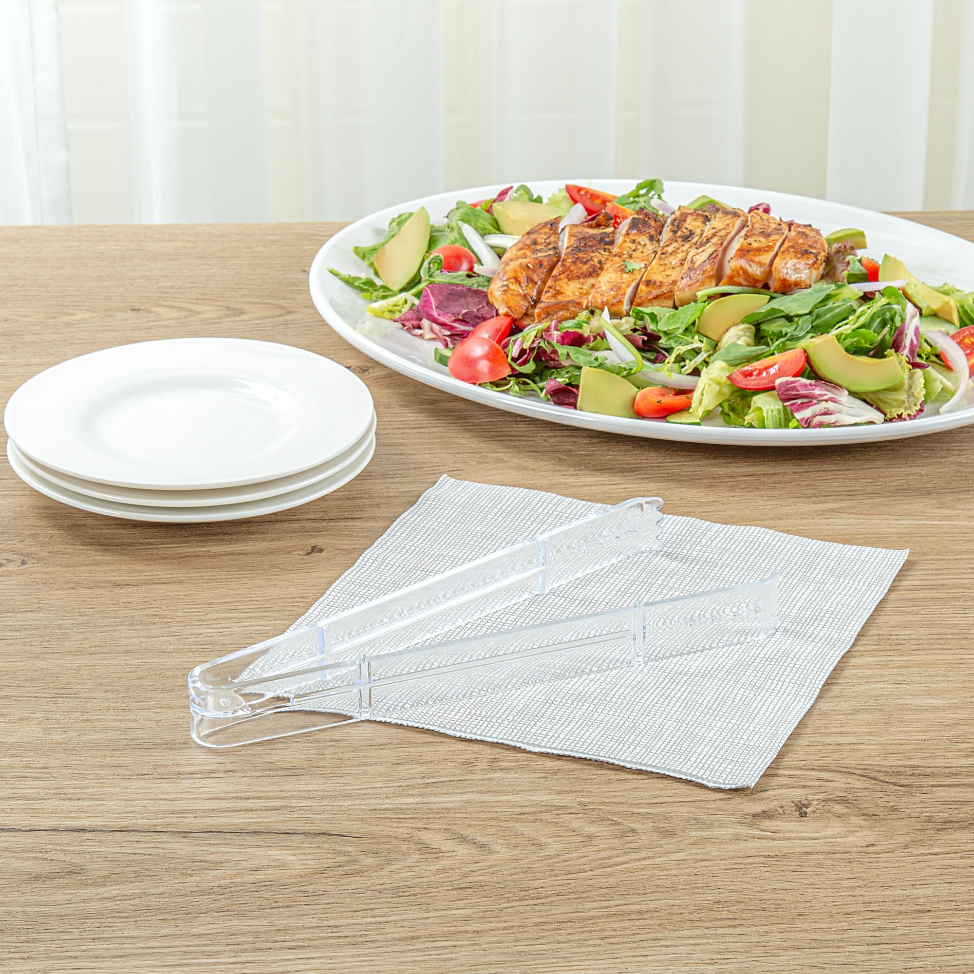 Restaurantware - Cater Tek Pinzas para servir de 9 pulgadas, 10 pinzas desechables para catering, con puntas dentadas, resistentes, pinzas de plástico transparente, mango largo, para bodas, bufés,