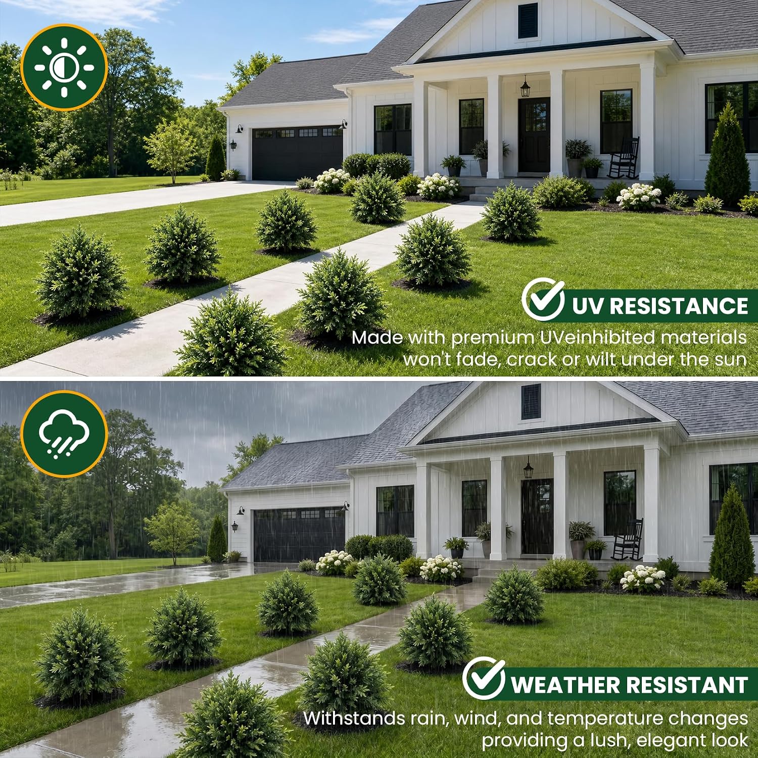 Artificial Cedar Topiary Trees 24 Inch with Ground Spike, 2 Pack Faux Cypress Shrubs for Outdoors, UV-Resistant Fake Pine Bush for Front Porch Garden Patio Indoor Planters Decor Light Green