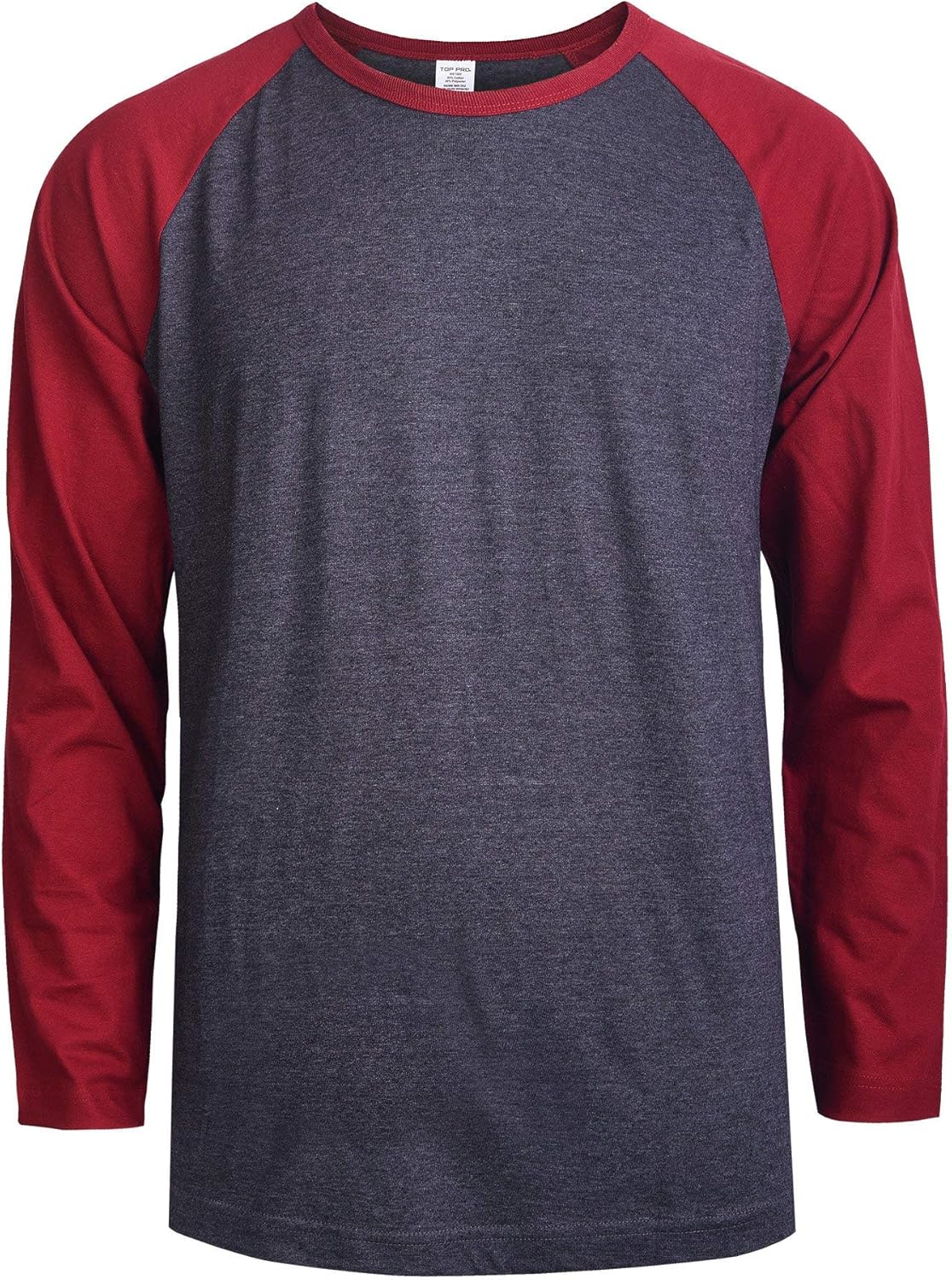 TOP PRO Men's Full Length Sleeve Raglan Cotton Baseball Tee Shirt