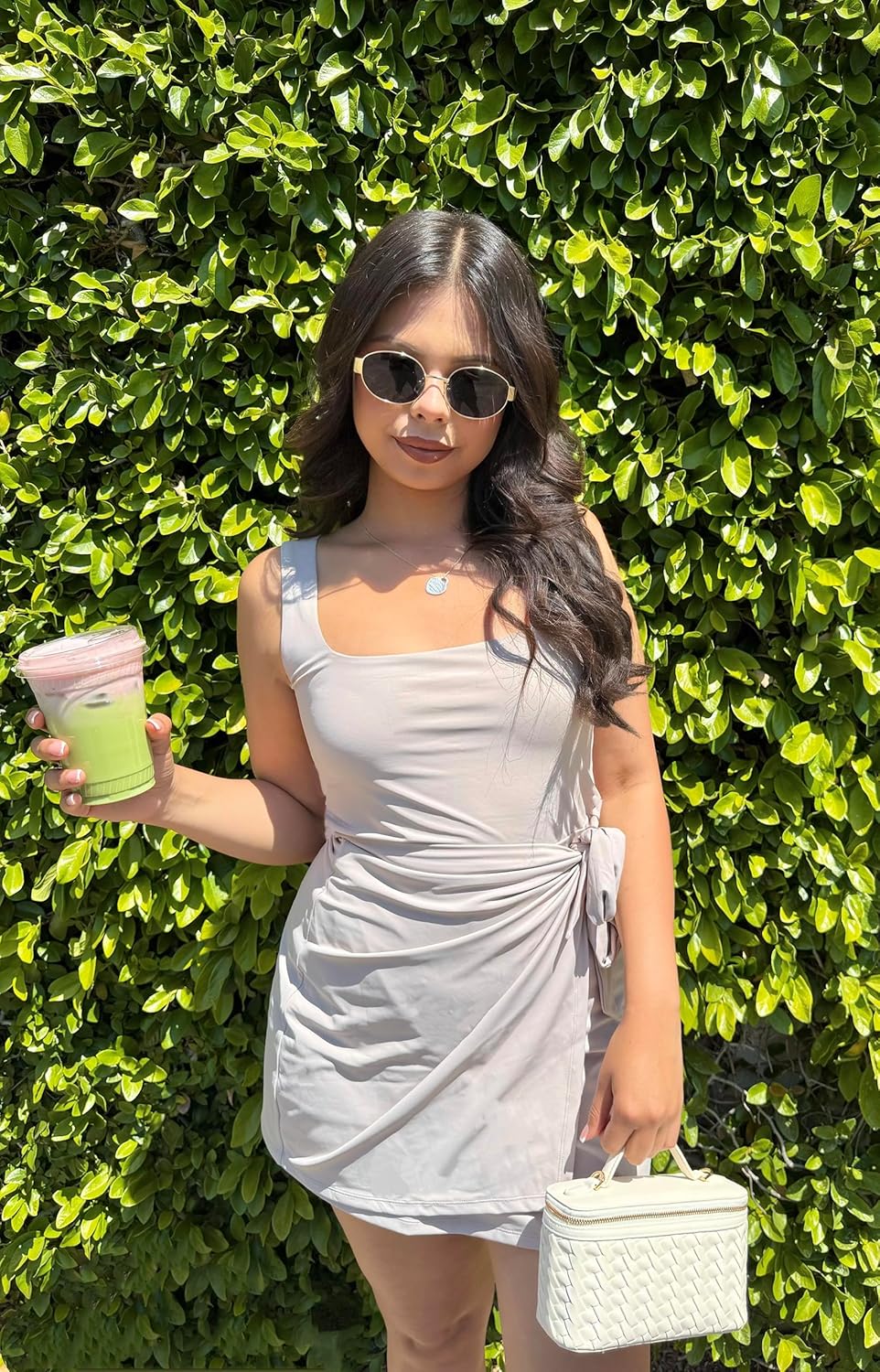 JOYSPELS Athletic Tennis Dress Spring Summer Workout Wide U Neck Built-in Shorts Casual Golf Wrap Skort Dress - Image 7