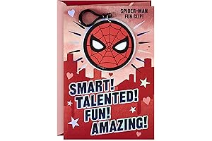 Hallmark Spider-Man Valentine's Day Card for Kids with Backpack Clip