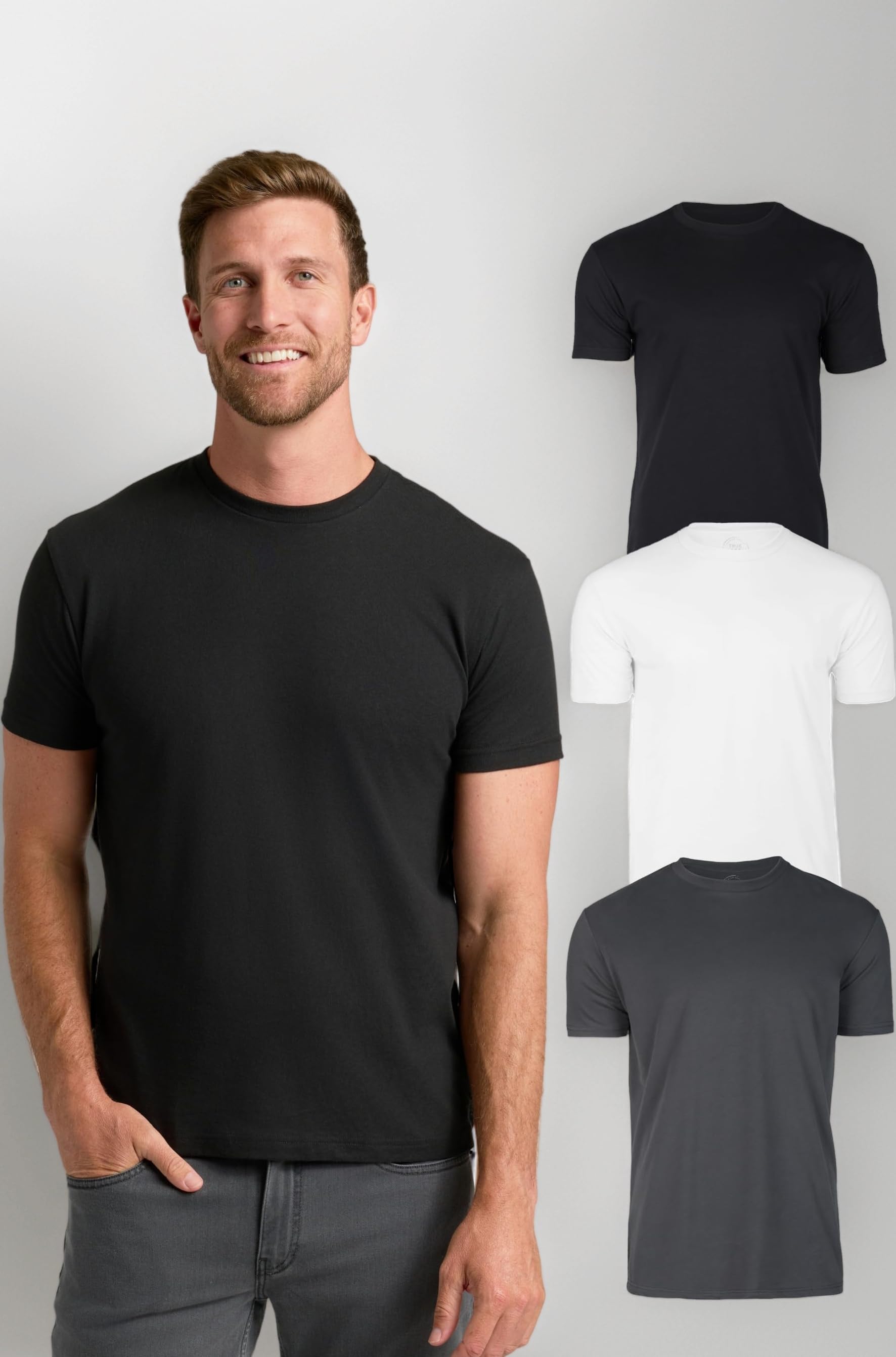 True Classic Men's Cotton Blend Round Neck T-Shirt, Half Sleeve, Black