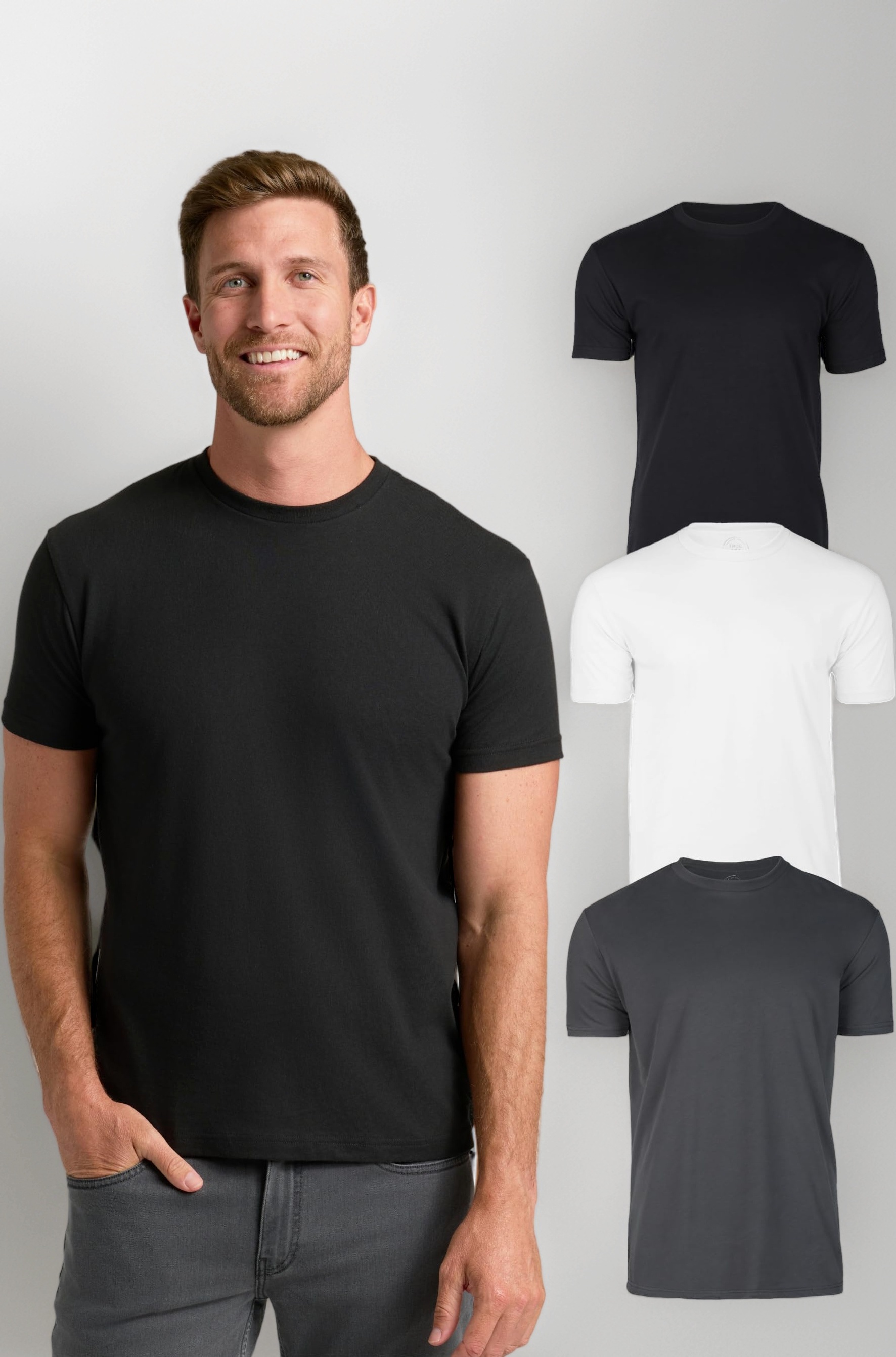 Men's Cotton Blend Round Neck T-Shirt, Half Sleeve, Black