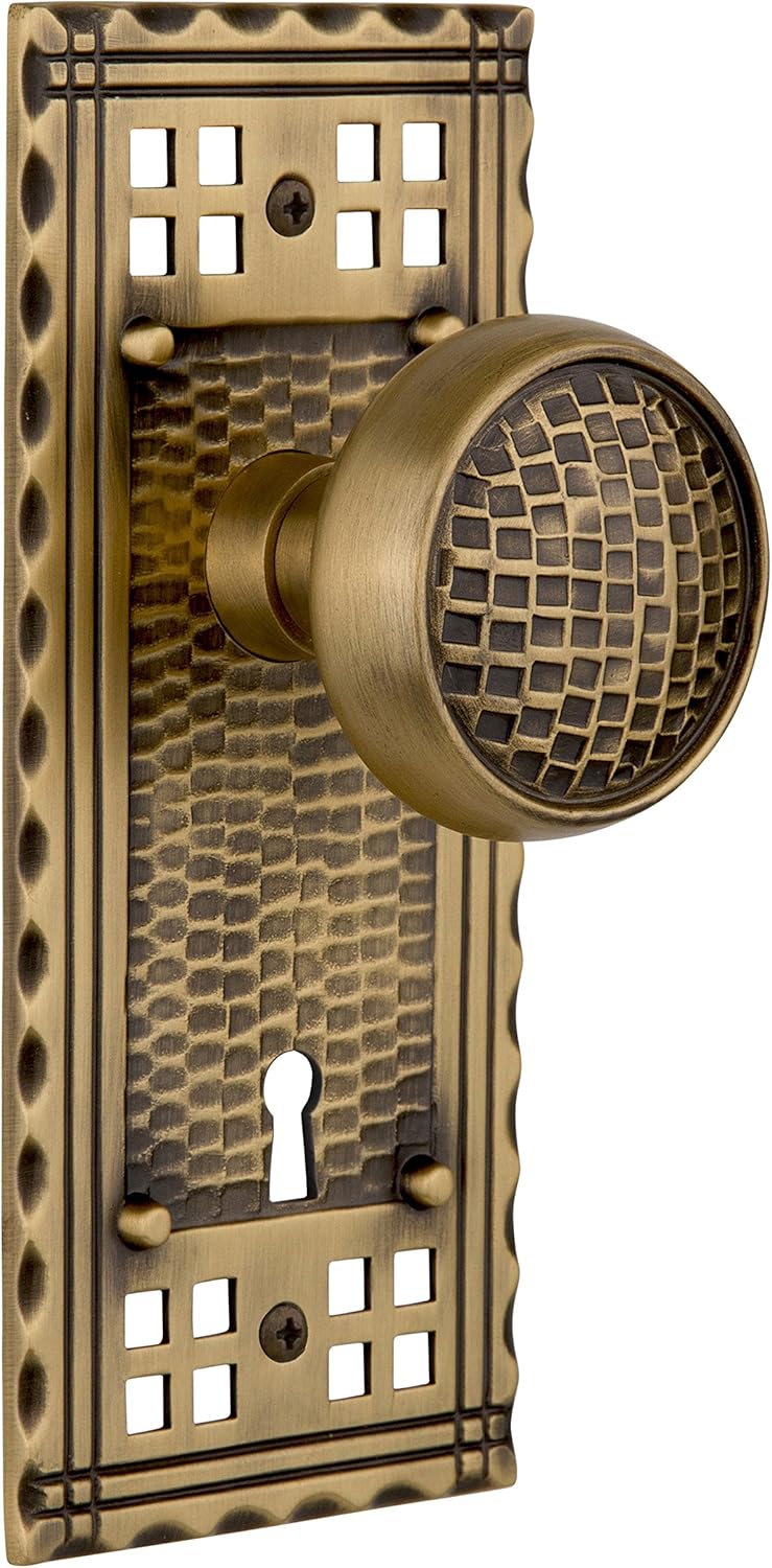 Nostalgic Warehouse Craftsman Plate with Keyhole Craftsman Knob, Single Dummy, Antique Brass