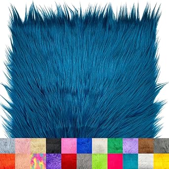 Ice Fabrics Faux Fur Fabric Squares - 10x10 Inches Pre-Cut Craft Fur - Shaggy Mohair Fabric for Costumes, Apparel, Rugs, Pillows, Decorations and More - Teal - 10"x10"