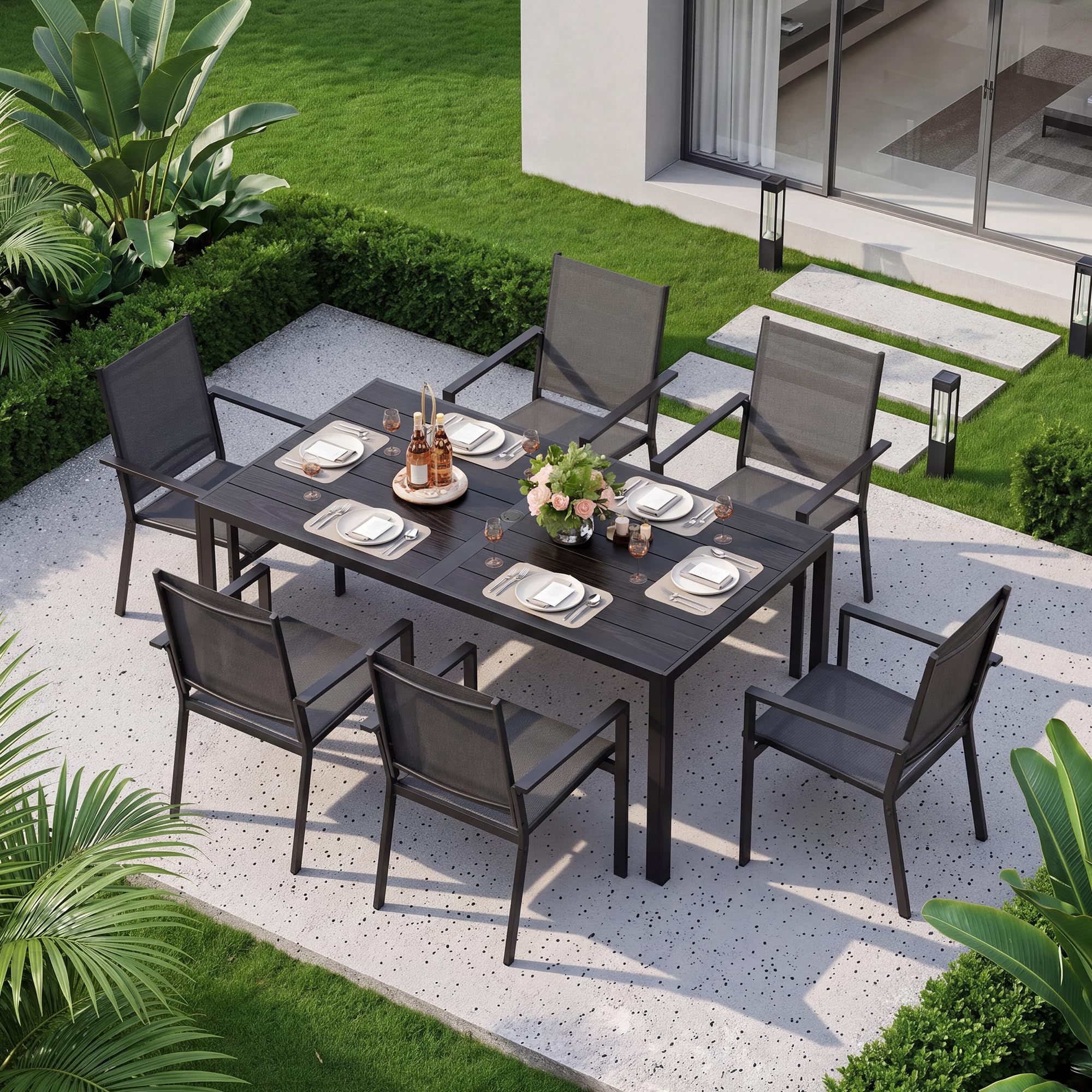 Amazon.com: Ahomly Patio Table and Chairs Set for 6, Patio Dining