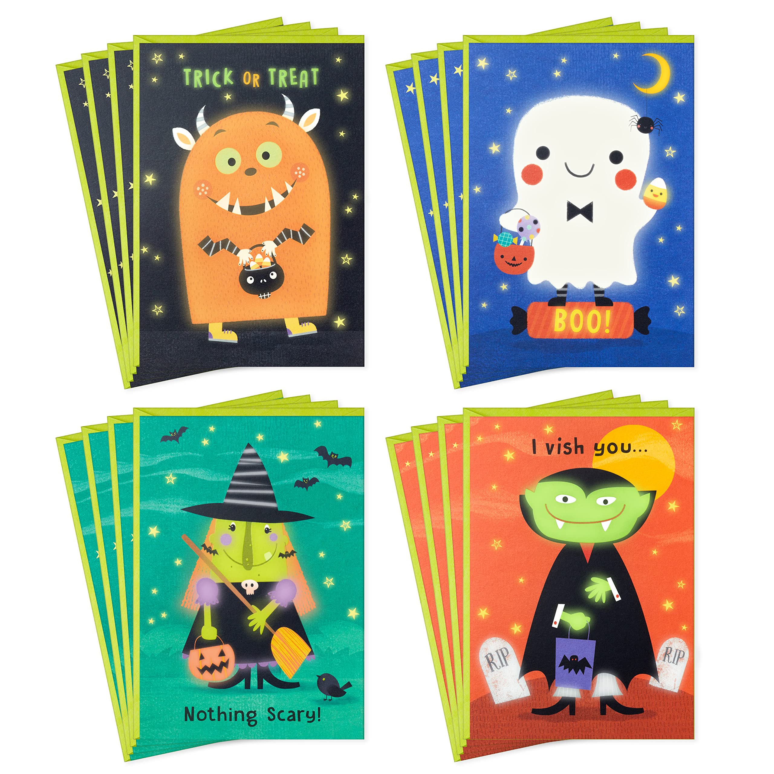 Cartes d Halloween phosphorescentes pour enfants 16 papeteries lumineuses de saison