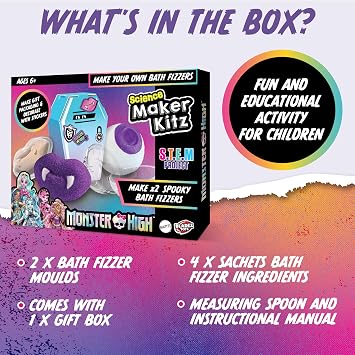 Monster High Make Your Own Bath Fizzers Kit with Scented Bath Bombs