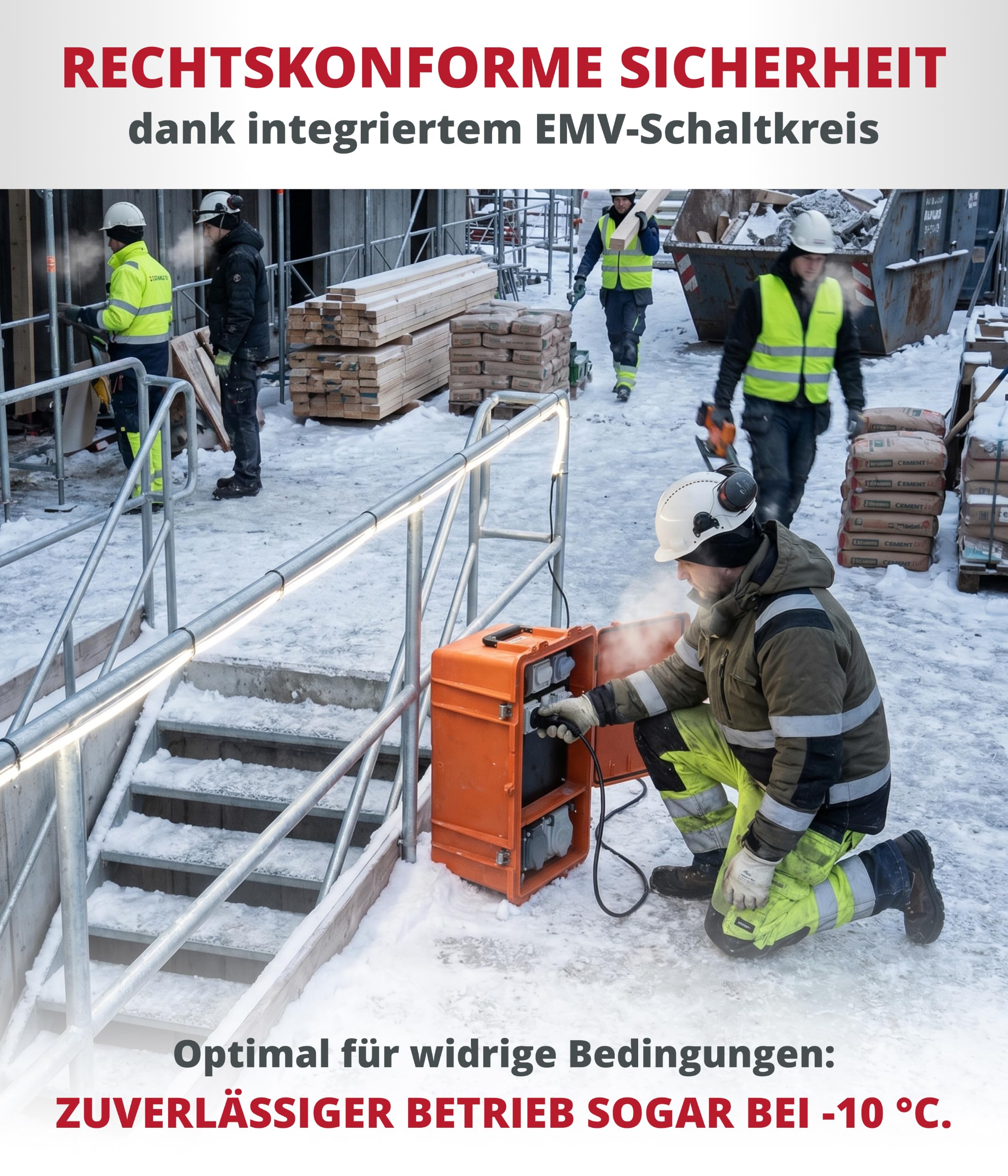 Scangrip® Rope Light, LED Lichtschlauch Baustelle 15m – 15000 Lumen, IP66, EMV-zertifiziert, TÜV geprüft, direkt anschließbar – Baustellenbeleuchtung & Lichtbandtrommel – für Profis