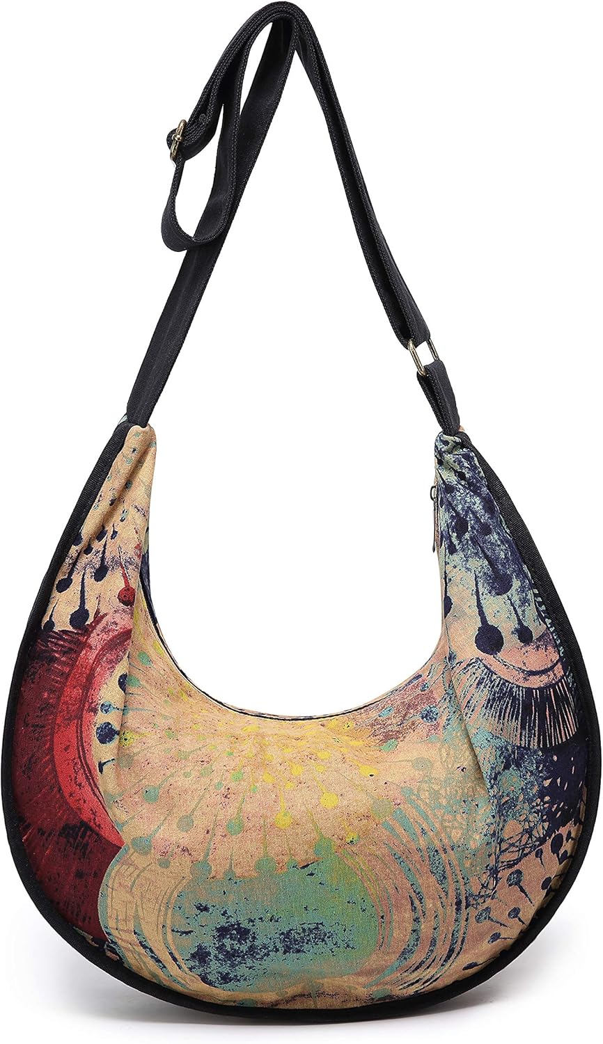OPQRSTU Womens Hippie Large Sling Shoulder Boho Handbag canvas Crossbody Bags - Image 6