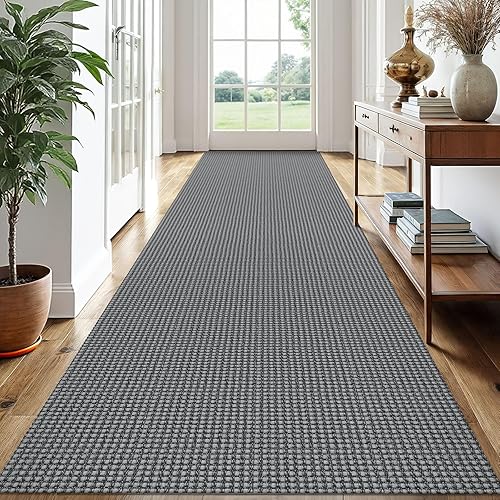 Vista 170 de EARTHALL - Tapete tejido lavable con parte trasera de goma, tapete trenzado de algodón antideslizante para interiores para entrada, pasillo, cocina