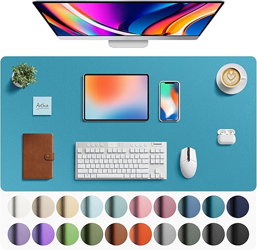 Miniatura 58 de Aothia Protector de escritorio de cuero, alfombrilla para ratón, alfombrilla de escritorio de oficina, secante de escritorio de cuero PU