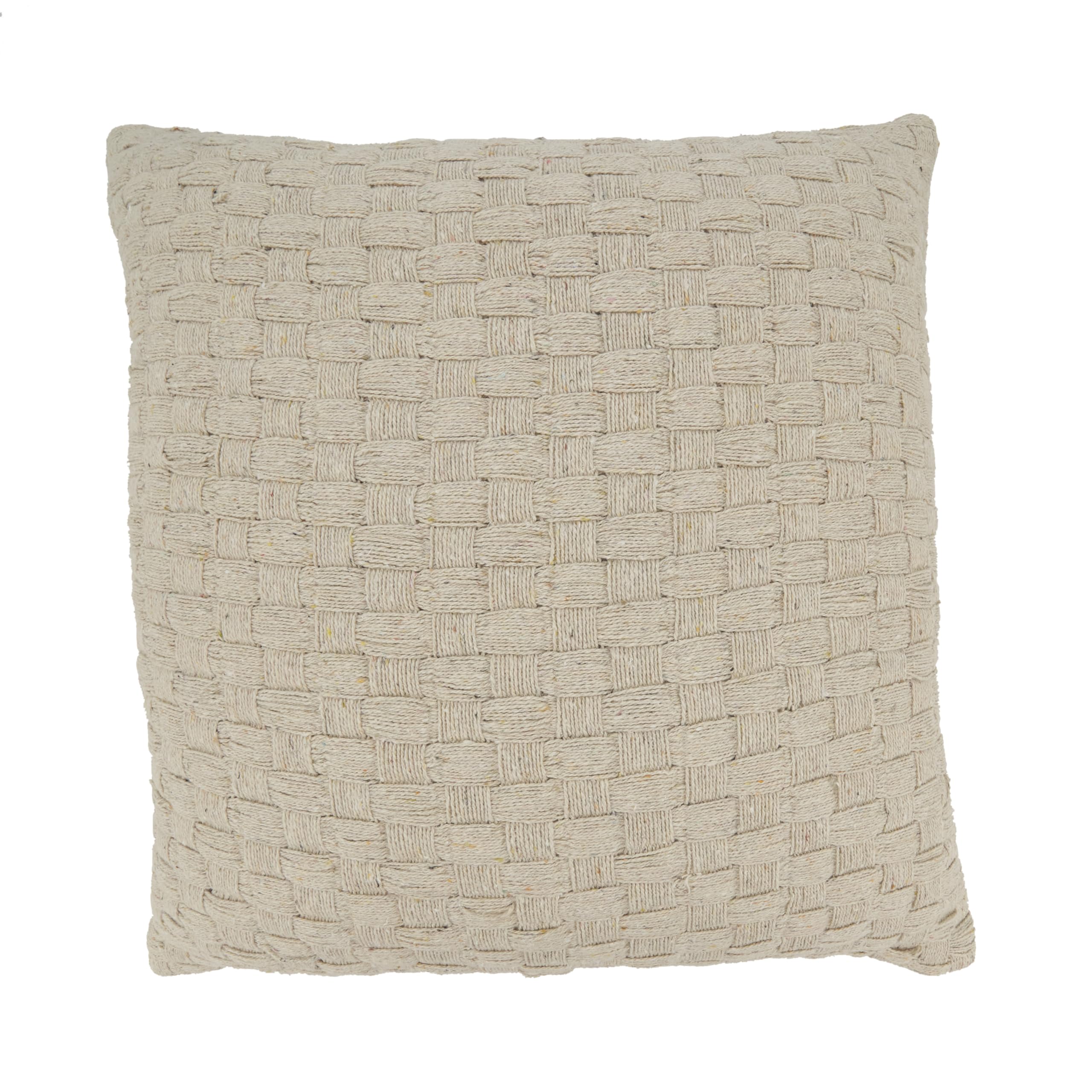 SARO LIFESTYLE Textured Waffle Weave Poly Filled Pillow 20x20 Ivory