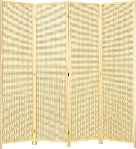 Miniatura 9 de Giantex Bamboo Room Divider, 6 Ft Tall Freestanding Folding Privacy Screen, Wooden Room Separators Divider Wall, Portable Partition Boho 4 Panel