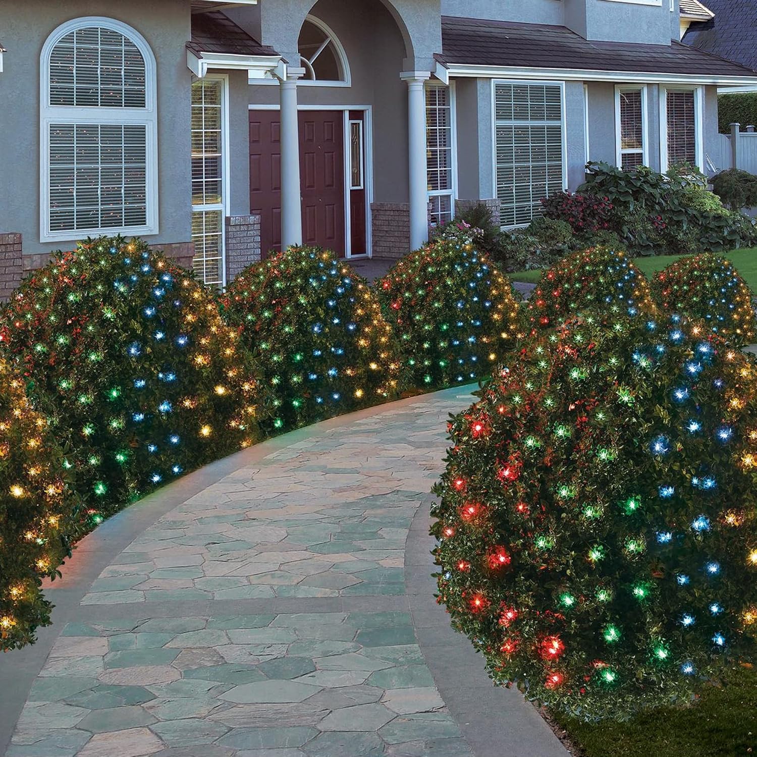 Outdoor Christmas Lights, 360 LED 12FT x 5FT Waterproof Seasonal Net Lights Outdoor Plug in with 8 Modes, Multi-Colored Christmas Mesh Light Decorations for Xmas Indoor Tree Bush Yard Home Decor