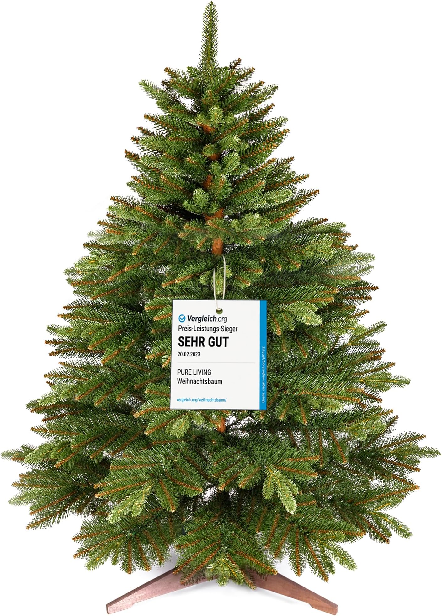 Premium Artificial Christmas Tree 120cm – Realistic, Dense Branches, with Wooden Stand and Storage Bag – Artificial Tree by Pure Living